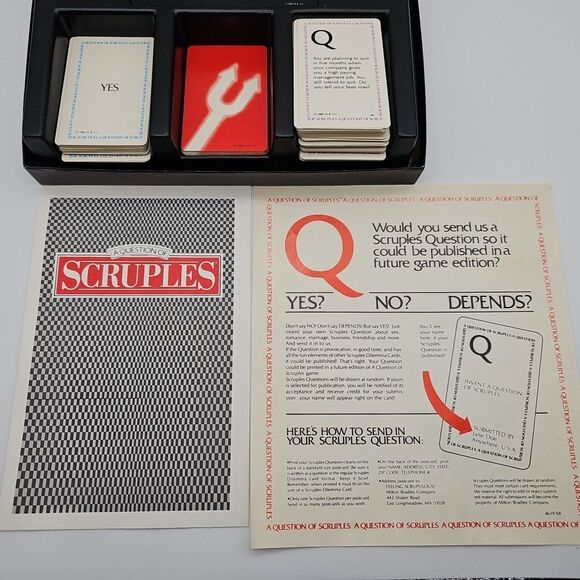 VTG A Question Of Scruples Card Game 4619 1986 Milton Bradley - Missing 1 Card - Picture 3 of 13